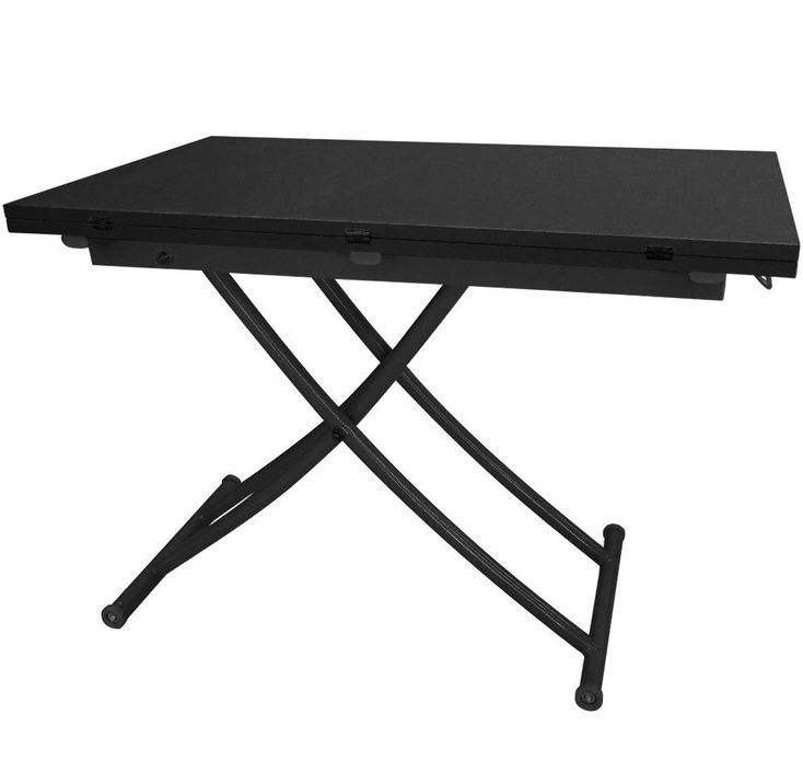 Table basse relevable bois et pieds métal noir Kazer L 57/114 x P 100 x H 39/76 cm - Photo n°2