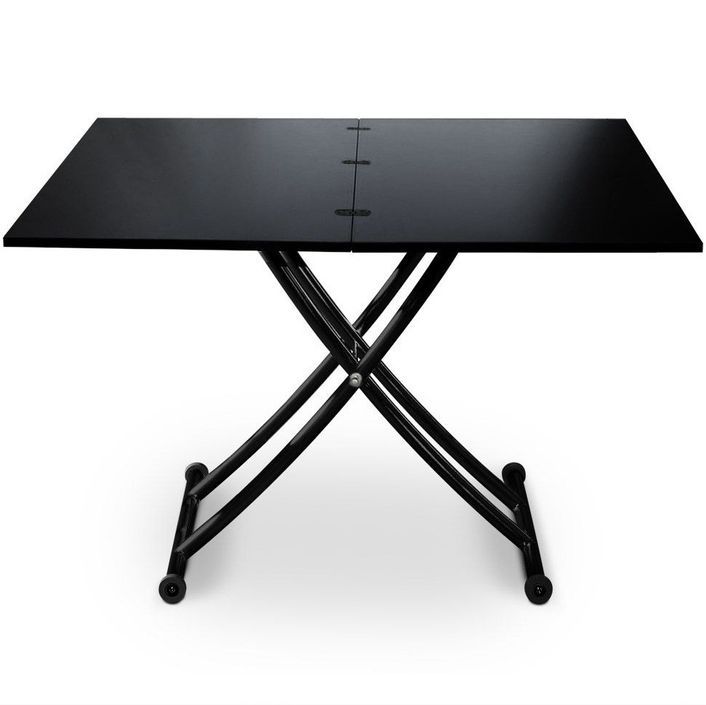 Table basse relevable bois et pieds métal noir Kazer L 57/114 x P 100 x H 39/76 cm - Photo n°3