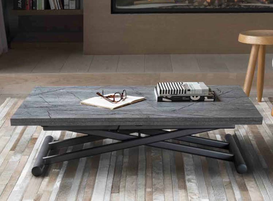 Table basse relevable bois gris basalte Soft 110x70/140 cm - Photo n°1