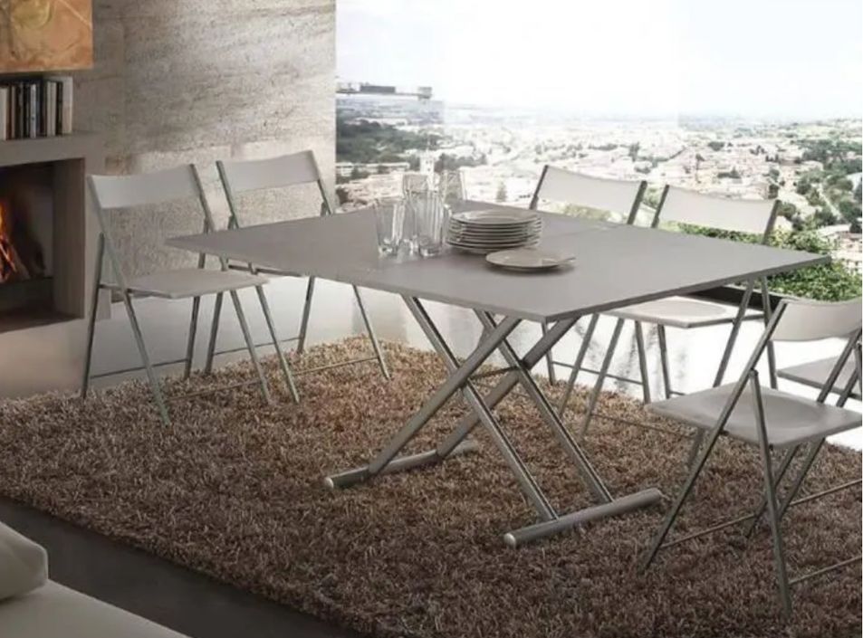 Table basse relevable bois gris ciment Soft 110x70/140 cm - Photo n°3