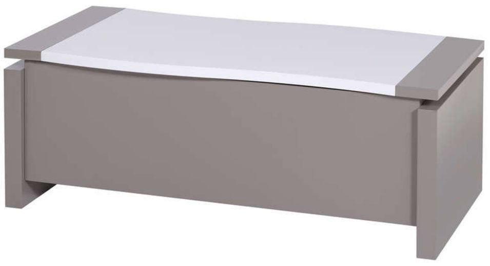 Table basse relevable bois laqué blanc et gris Ravi - Photo n°2