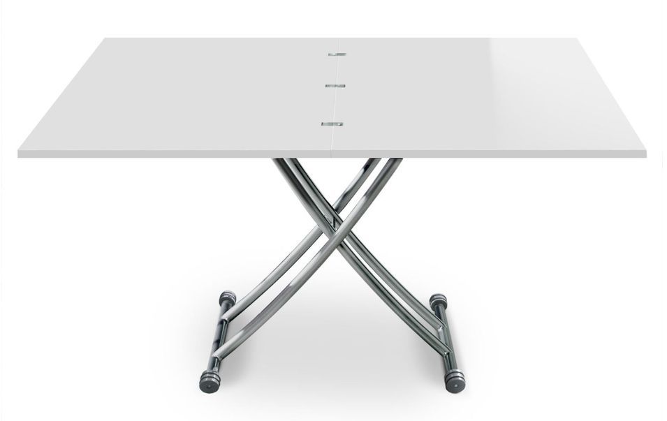 Table basse relevable et extensible blanc laqué Kazer L 120/150 x P 75/120 x H 39/76 cm - Photo n°2