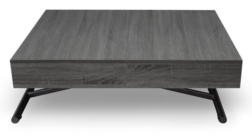 Table basse relevable et extensible bois gris vintage Sunda L 120/155/190 x H 40/75 x P 80 cm - Photo n°1