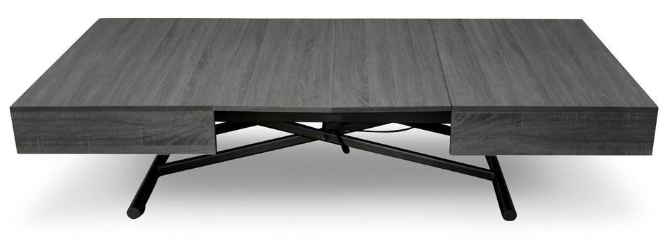 Table basse relevable et extensible bois gris vintage Sunda L 120/155/190 x H 40/75 x P 80 cm - Photo n°2