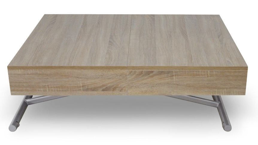 Table basse relevable et extensible chêne clair Sunda L 120/155/190 x H 40/75 x P 80 cm - Photo n°1
