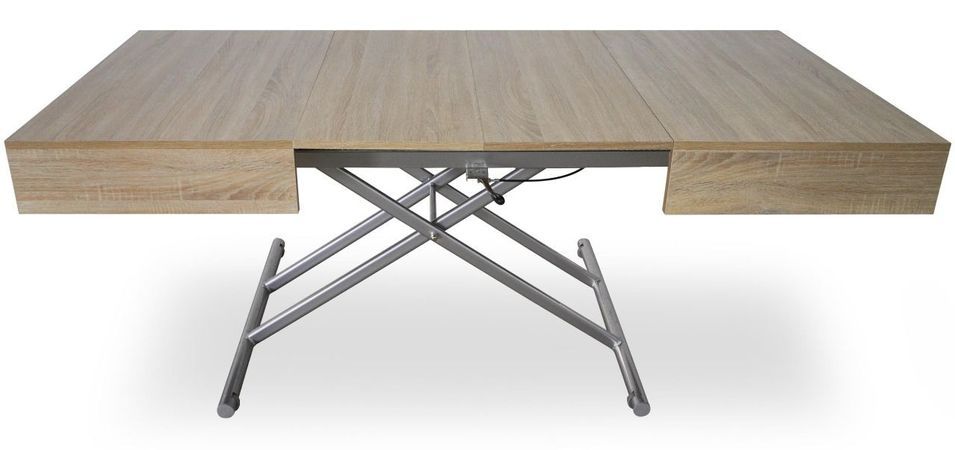 Table basse relevable et extensible chêne clair Sunda L 120/155/190 x H 40/75 x P 80 cm - Photo n°3