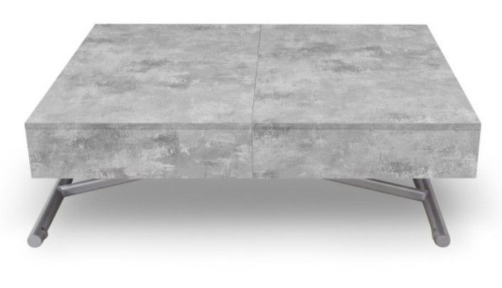 Table basse relevable et extensible effet béton Sunda L 120/155/190 x H 40/75 x P 80 cm - Photo n°1