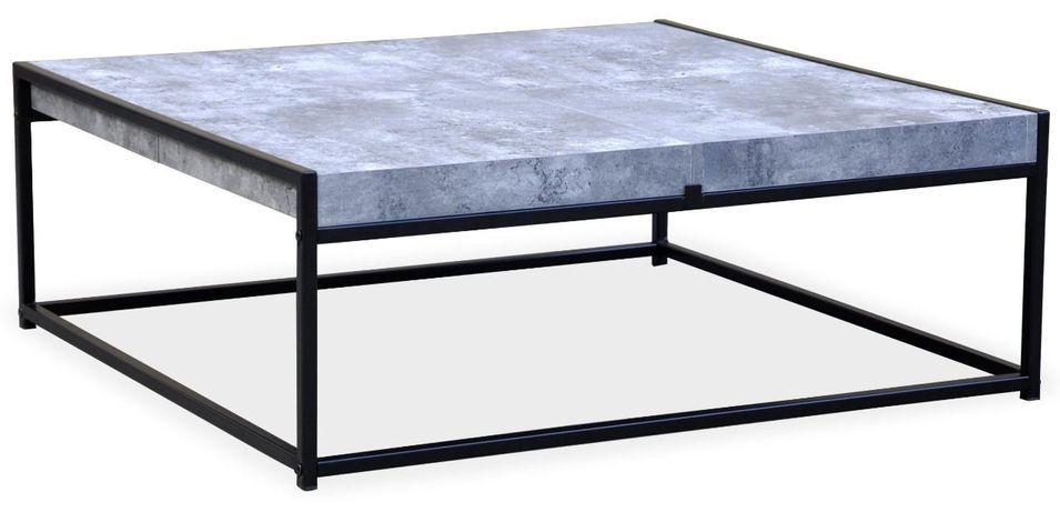 Table basse réversible bois effet béton et métal noir Doumy - Photo n°1