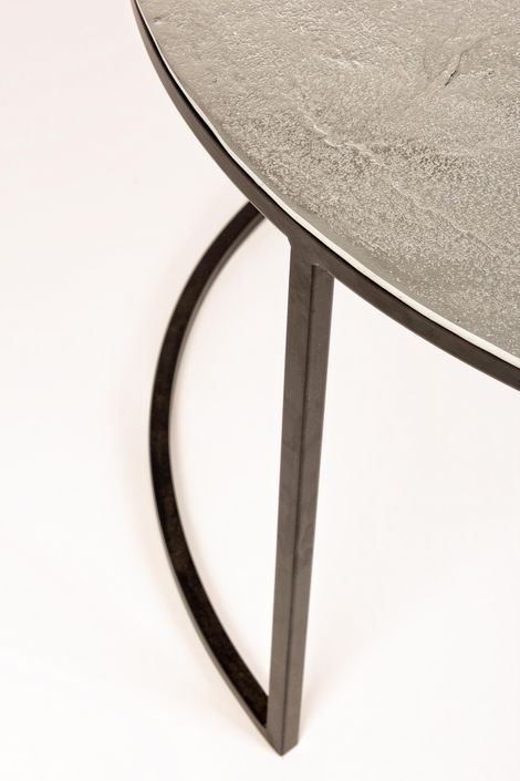 Table basse ronde aluminium et pieds en acier Amina - Lot de 2 - Photo n°7