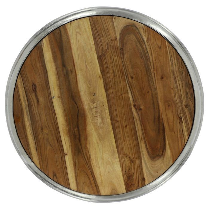 Table basse ronde bois clair et métal argenté Unio - Lot de 2 - Photo n°4