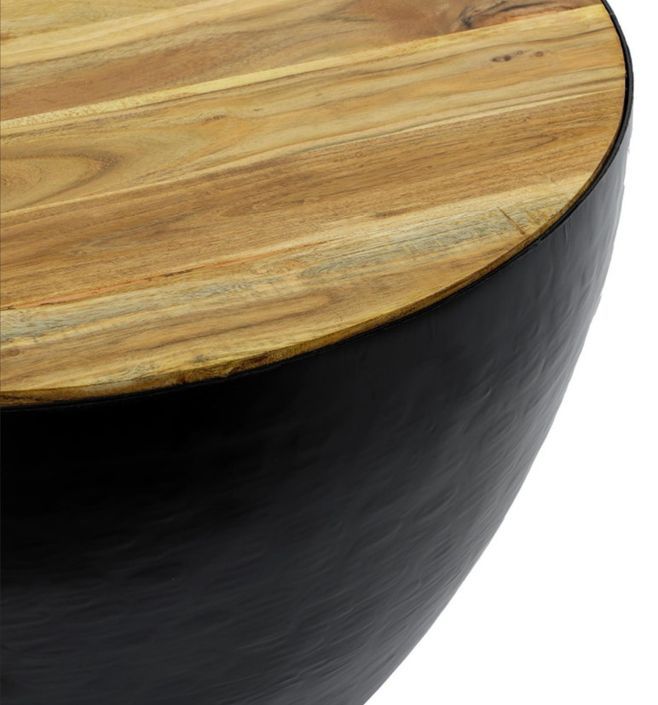 Table basse ronde bois clair et métal noir Unio - Photo n°5