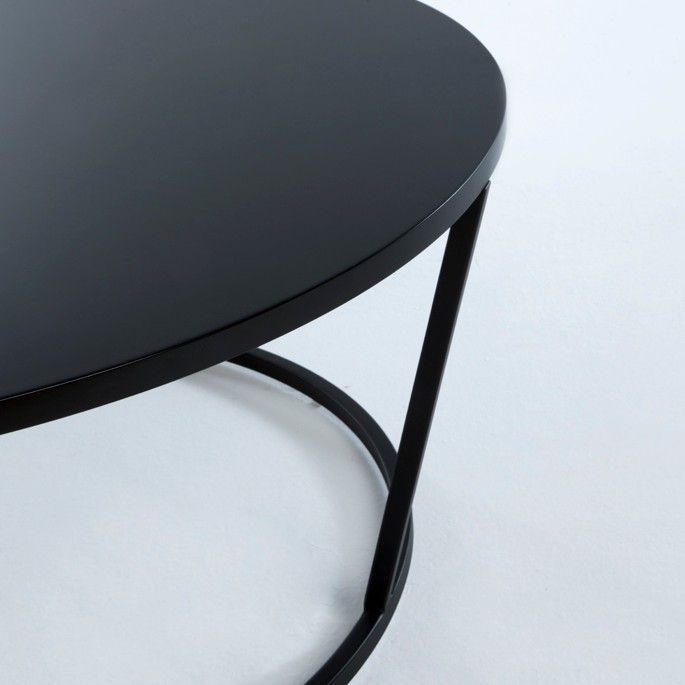 Table basse ronde bois et pieds métal noir D 90 cm - Photo n°2