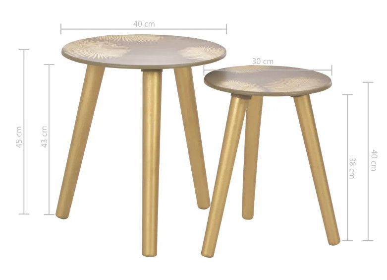 Table basse ronde bois gris et pieds pinède doré Jiggy - Lot de 2 - Photo n°5