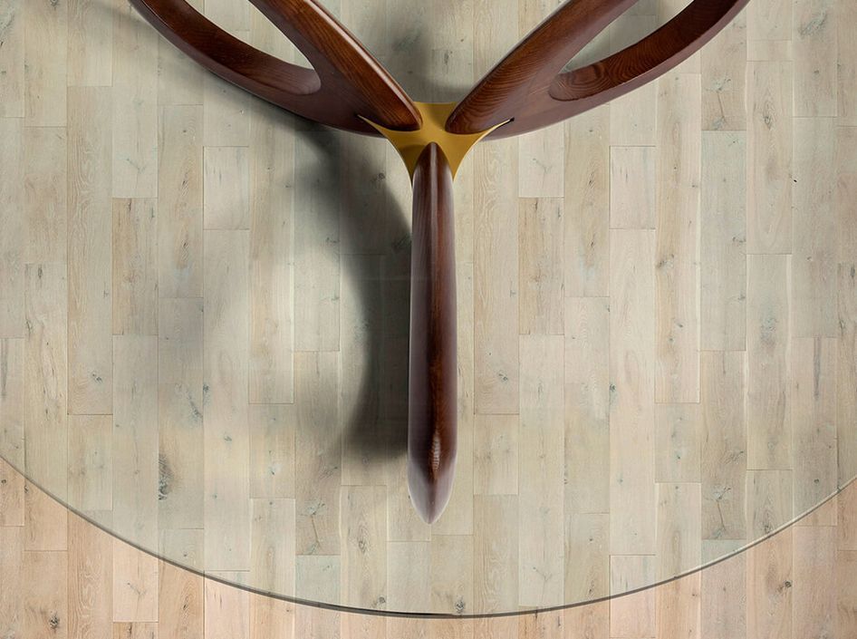 Table basse ronde bois massif et plateau verre trempé Artista - Photo n°4