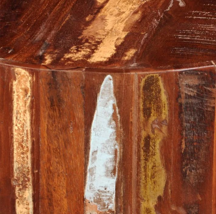 Table basse ronde bois massif foncé recyclé et métal noir Inah - Photo n°3