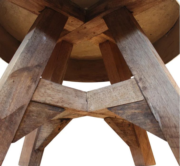 Table basse ronde bois massif recyclé et métal blanc Pury - Photo n°6