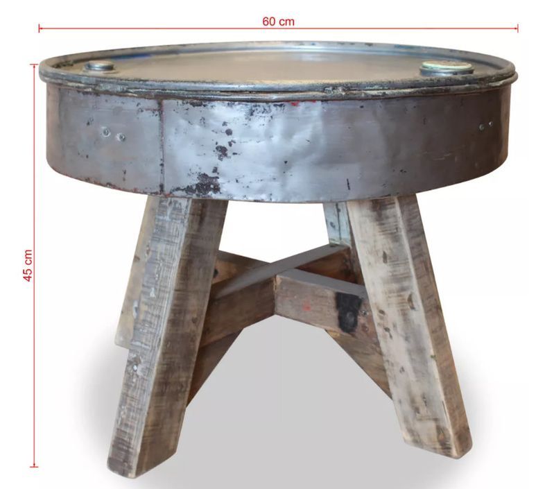 Table basse ronde bois massif recyclé et métal galvanisé Pury - Photo n°7
