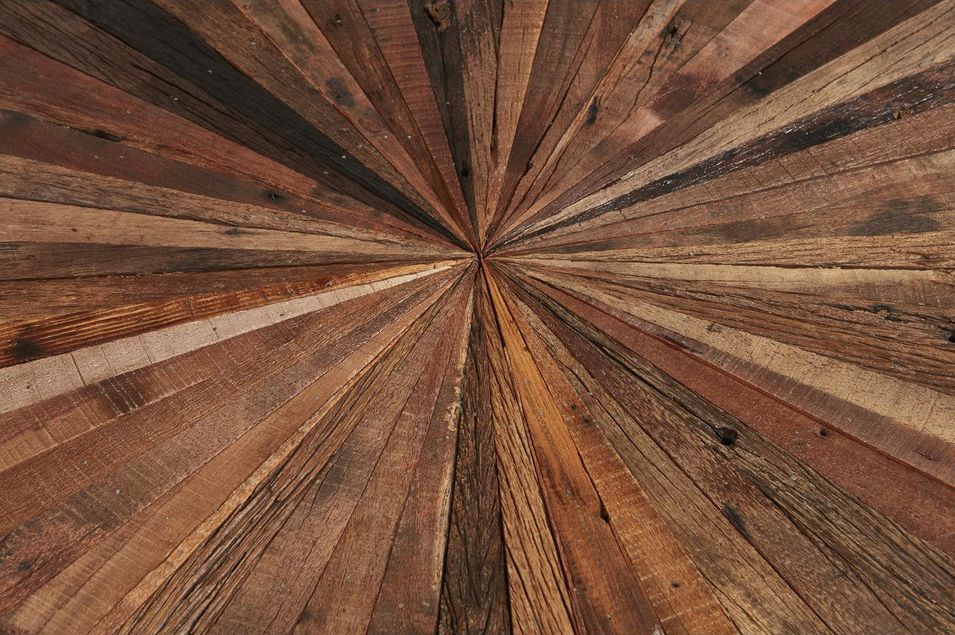 Table basse ronde bois massif recyclé et pieds métal noir Aryd D 90 cm - Photo n°2