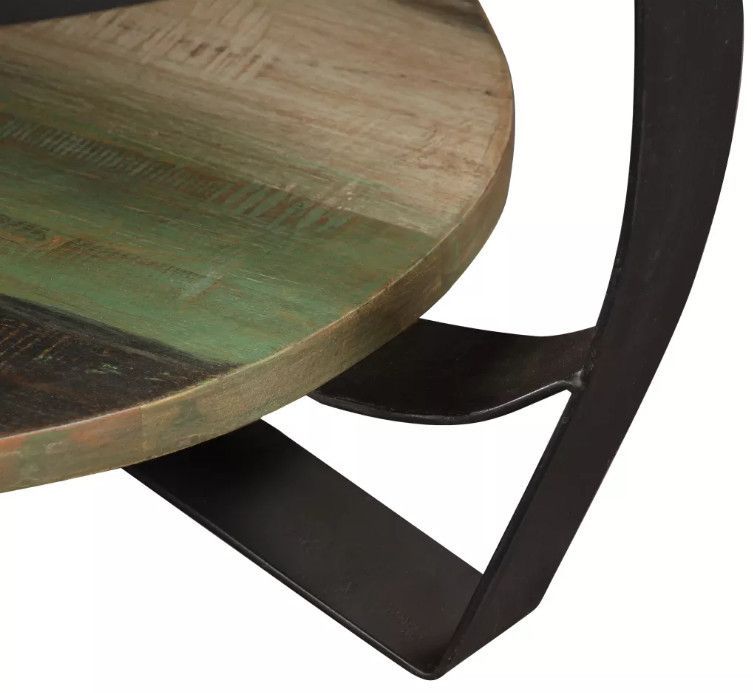 Table basse ronde bois massif recyclé et pieds métal noir Boust - Photo n°5