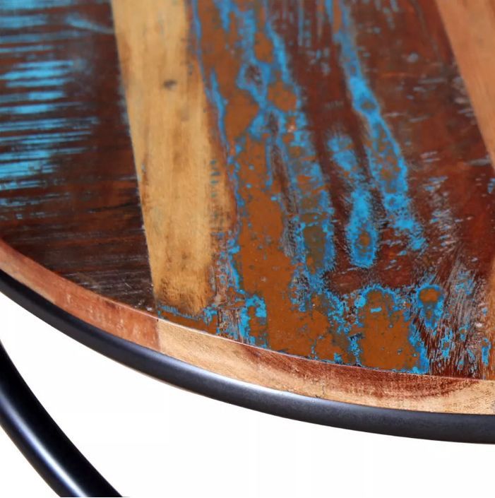 Table basse ronde bois recyclé et métal noir Cloust - Photo n°5