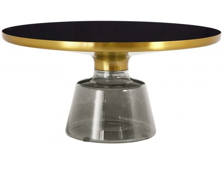 Table basse ronde design verre trempé gris et noir Kloche 75 cm - Photo n°1
