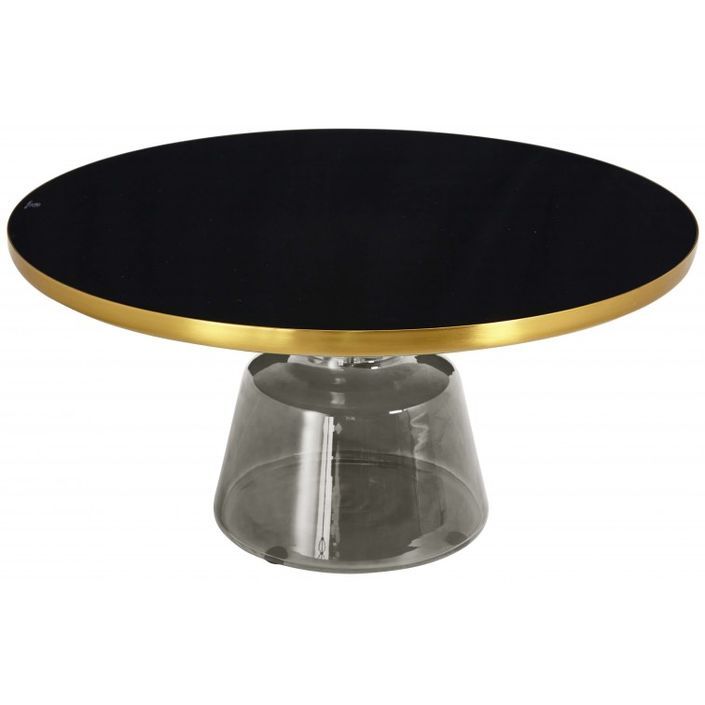 Table basse ronde design verre trempé gris et noir Kloche 75 cm - Photo n°3