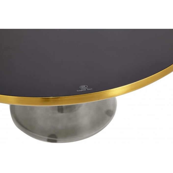 Table basse ronde design verre trempé gris et noir Kloche 75 cm - Photo n°4