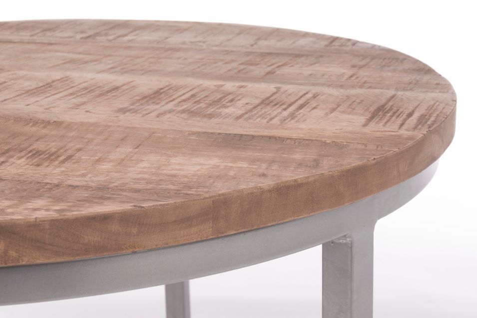 Table basse ronde en bois naturel et acier Narda - Lot de 3 - Photo n°5