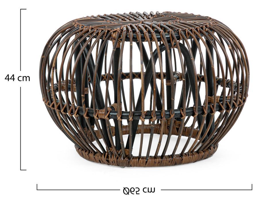 Table basse ronde en rotin croco marron foncé Dora - Lot de 2 - Photo n°3