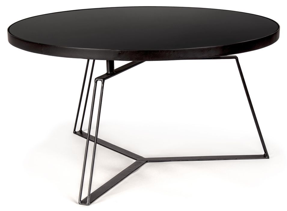 Table basse ronde en verre et pieds en acier noir Zira L 70 cm - Photo n°1