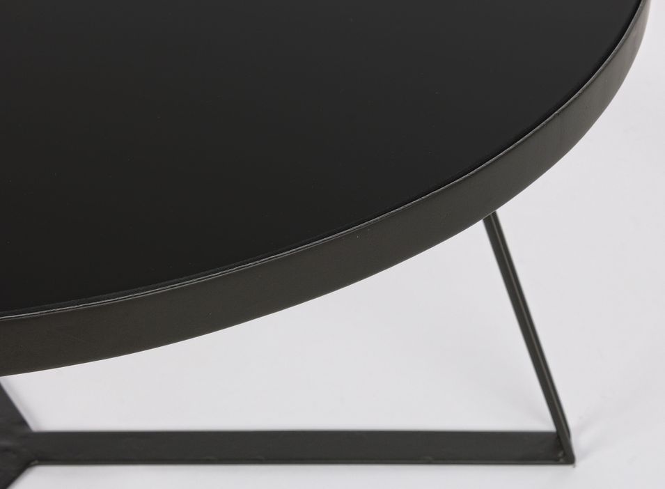 Table basse ronde en verre et pieds en acier noir Zira L 70 cm - Photo n°2