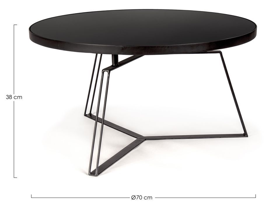 Table basse ronde en verre et pieds en acier noir Zira L 70 cm - Photo n°3