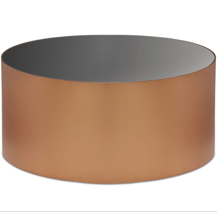 Table basse ronde en verre noir et pieds métal cuivré Simila D 90 cm - Photo n°1