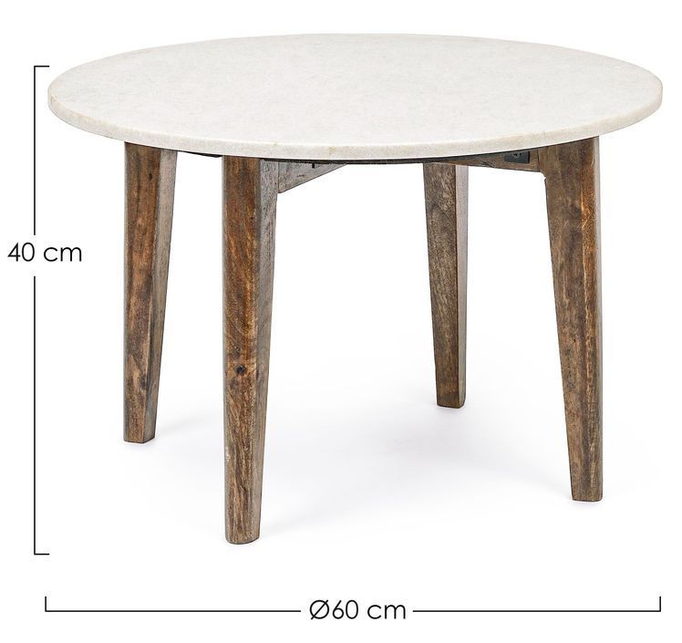 Table basse ronde marbre blanc et marron Sylvie - Lot de 2 - Photo n°3