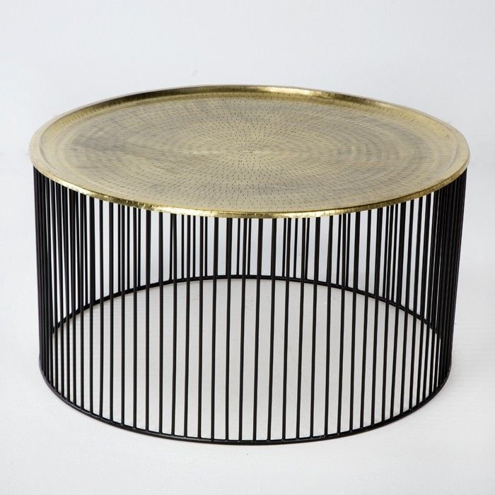 Table basse ronde métal doré et noir D 80 cm - Photo n°1