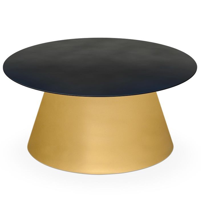 Table basse ronde métal doré et noir Tony - Photo n°1