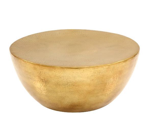 Table basse ronde métal martelé doré Sym D 70 cm - Photo n°4