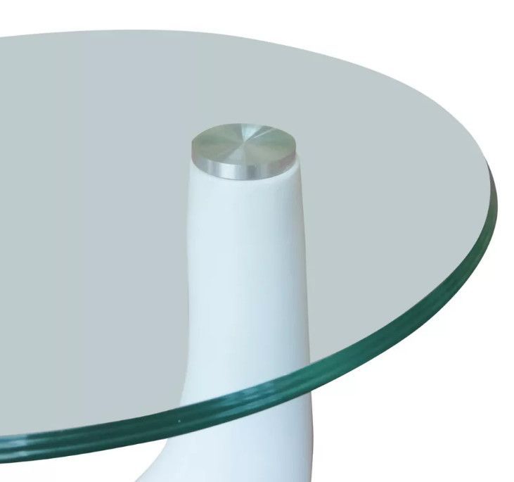 Table basse ronde verre trempé et fibre de verre blanc brillant Ben - Photo n°5