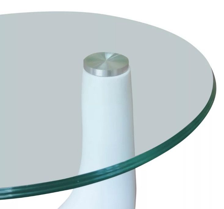 Table basse ronde verre trempé et fibre de verre blanc brillant Ben - Lot de 2 - Photo n°5