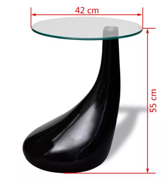 Table basse ronde verre trempé et fibre de verre noir brillant Ben - Photo n°7