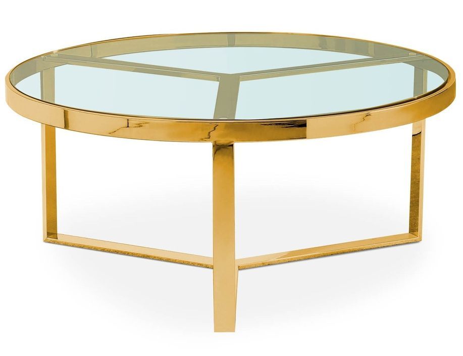 Table basse ronde verre trempé et métal doré Prisme - Photo n°1