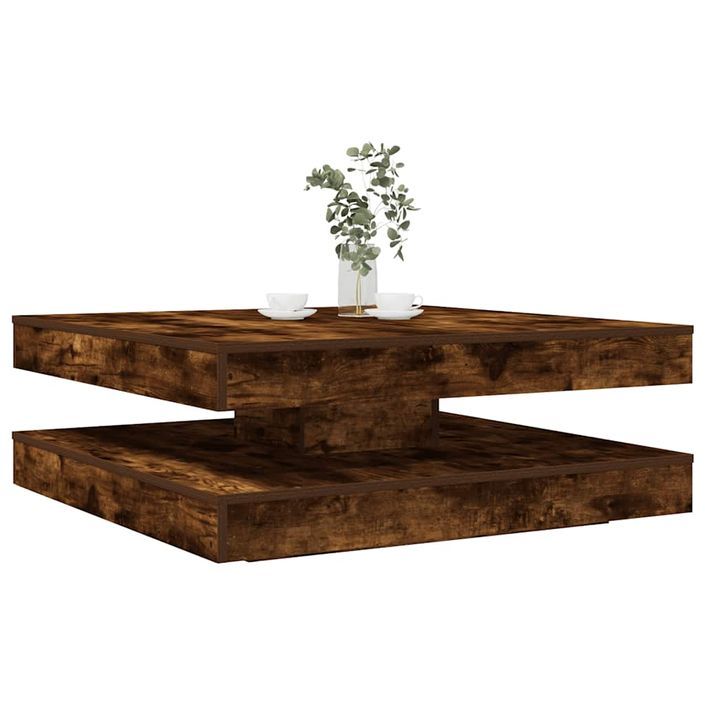 Table basse rotative à 360 degrés chêne fumé 90x90x34,5 cm - Photo n°1