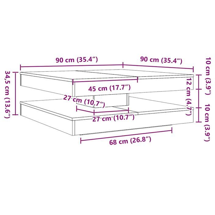 Table basse rotative à 360 degrés chêne fumé 90x90x34,5 cm - Photo n°10