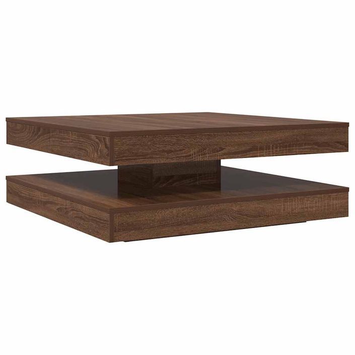 Table basse rotative à 360 degrés chêne marron 90x90x34,5 cm - Photo n°2