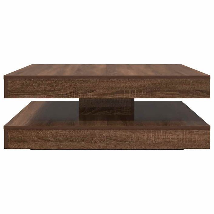 Table basse rotative à 360 degrés chêne marron 90x90x34,5 cm - Photo n°4