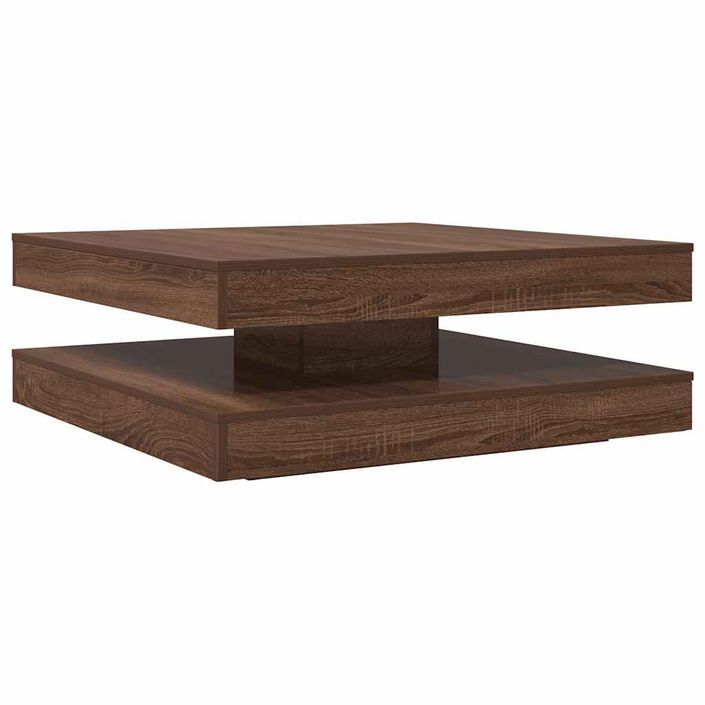 Table basse rotative à 360 degrés chêne marron 90x90x34,5 cm - Photo n°6