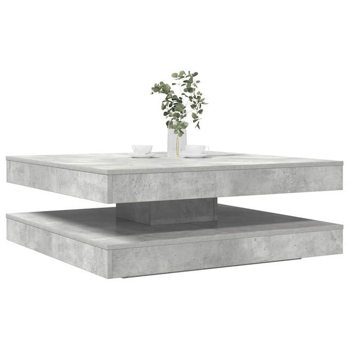 Table basse rotative à 360 degrés gris béton 90x90x34,5 cm - Photo n°1