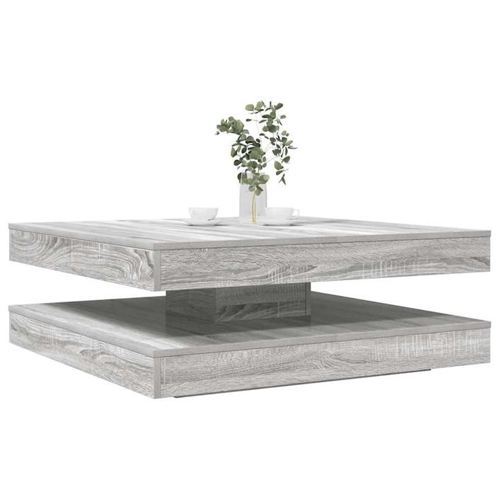 Table basse rotative à 360 degrés sonoma gris 90x90x34,5 cm - Photo n°1