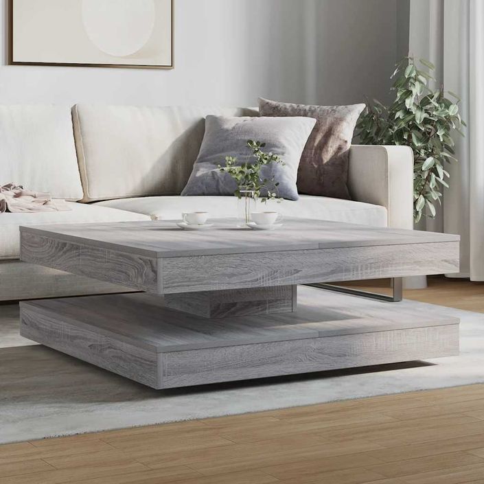 Table basse rotative à 360 degrés sonoma gris 90x90x34,5 cm - Photo n°3