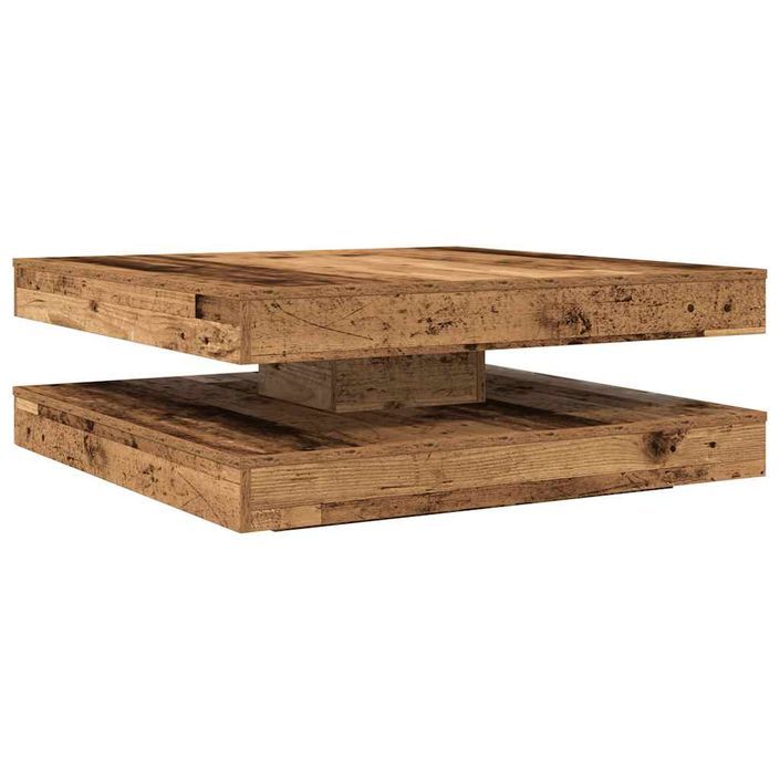 Table basse rotative à 360 degrés vieux bois 90x90x34,5 cm - Photo n°2